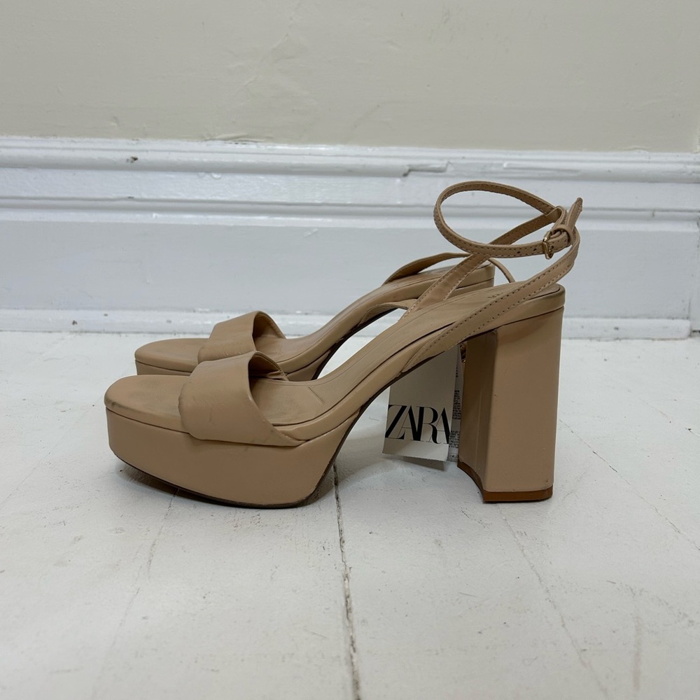 Nude Strappy Platform Sandals (Zara)